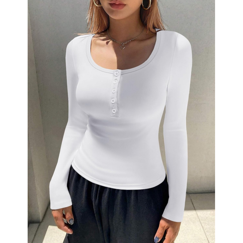 Women's Long Sleeve Henley T Shirts