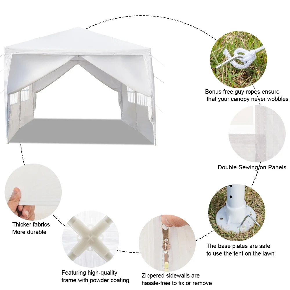 Top Knobs 10'x20' Easy Set Up Canopy Tent with 6 Removable Sidewalls Panels,Folding Instant Wedding Party Outdoor Commercial Event Gazebo Pavilion, White