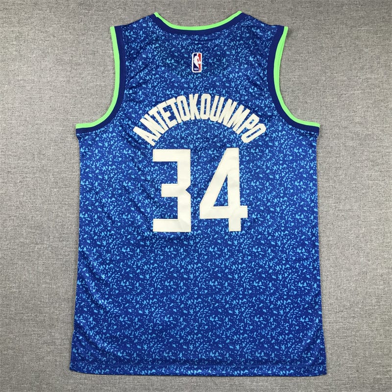 Men's Jersey 2024 Season Bucks #34 Blue City Edition ANTETOKOUNMPO