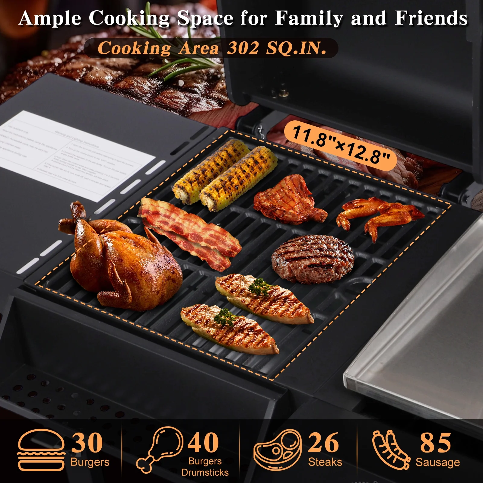 2 Burner Gas and Charcoal Combo Grill, 21,000 BTU Output Outdoor Barbecue Grill with Cast Iron Grates and Versatile Mini Grill Pan, Perfect for Outdoor Cooking, Balcony, Backyard, Camping, BBQ Grill