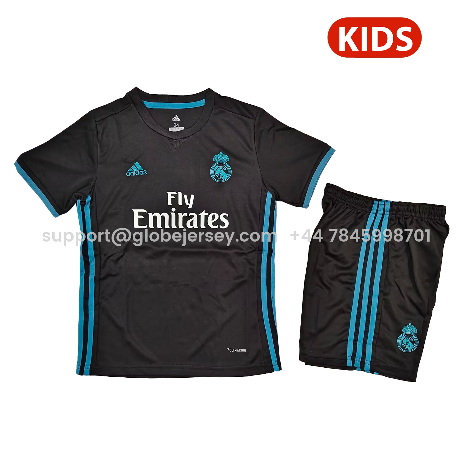 Retro Real Madrid 2017-18 Away Black Kids Kit