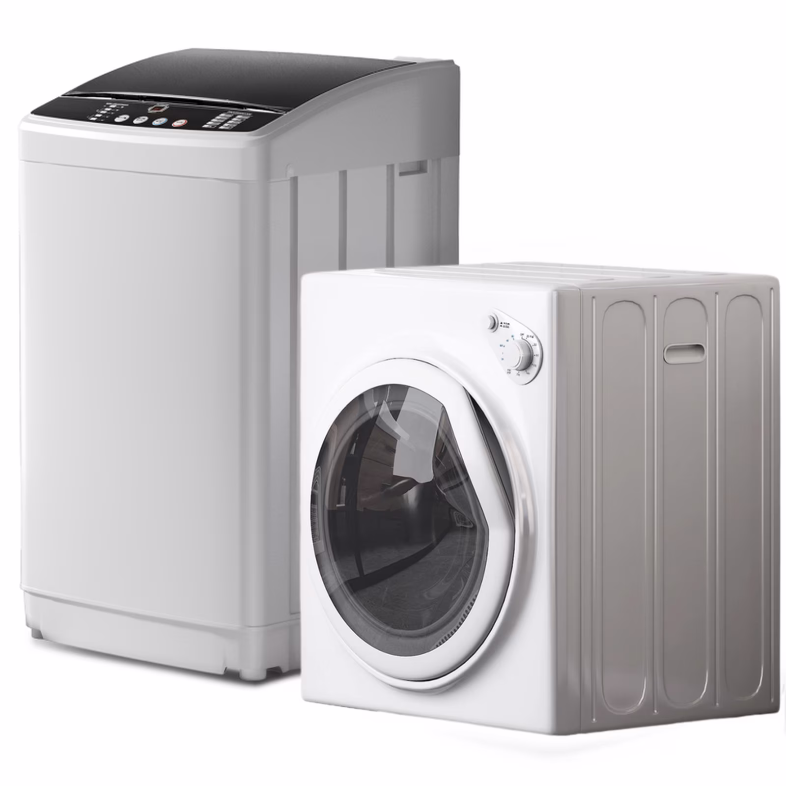 TABU Washer and Dryer Set, 19LBS Fully Automatic Washing Machine & 8.8LBS Clothes Dryer (White&White)