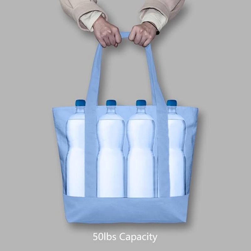 CANVORY 1-Pack Canvas Tote Bag with an External Pocket