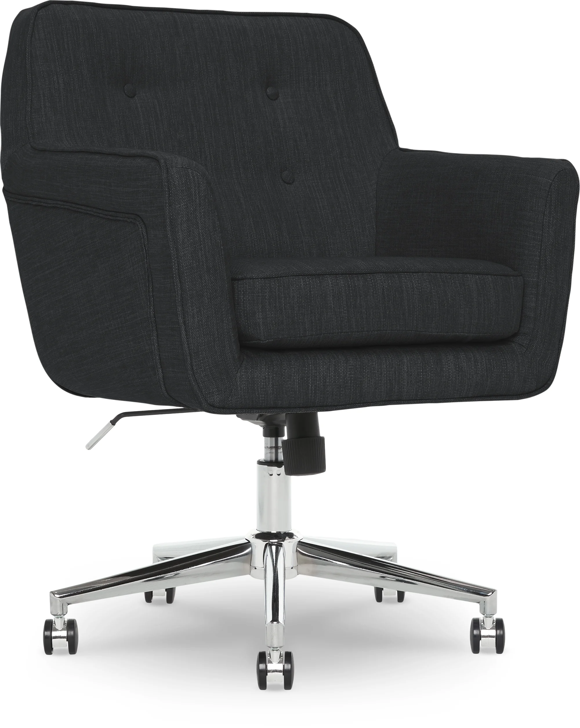 Serta Ashland Office Desk Chair, Button Tufted Mid-Back, Memory Foam Cushion, Chrome Swivel Base, Charcoal