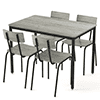 Sesslife 5 Piece Dining Set, Modern Kitchen Wood Table and 4 Chairs for Breakfast Small Spaces, Rustic Brown