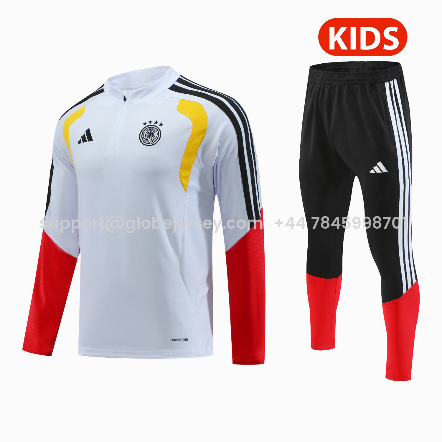 Germany 2026 Kids Long Sleeve Training Set - White Top & Pants