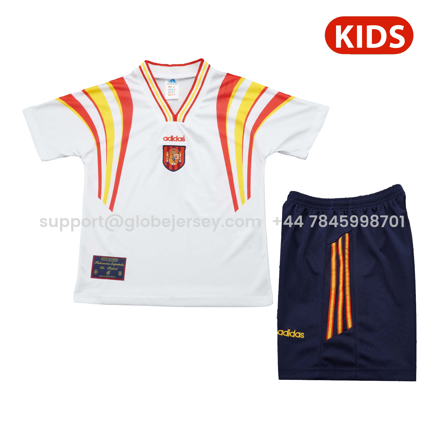 Retro Spain 1996 Away White Kids Kit