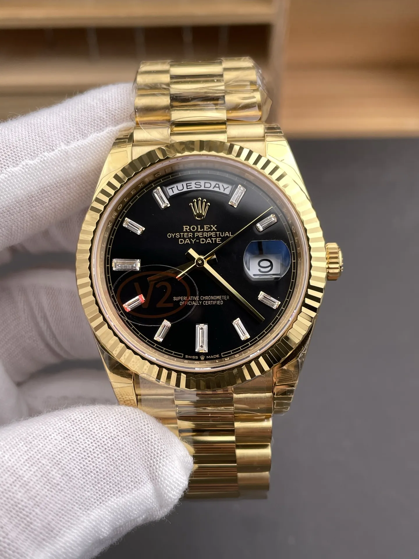 Rolex Day-Date Black Baguette Diamond 40mm