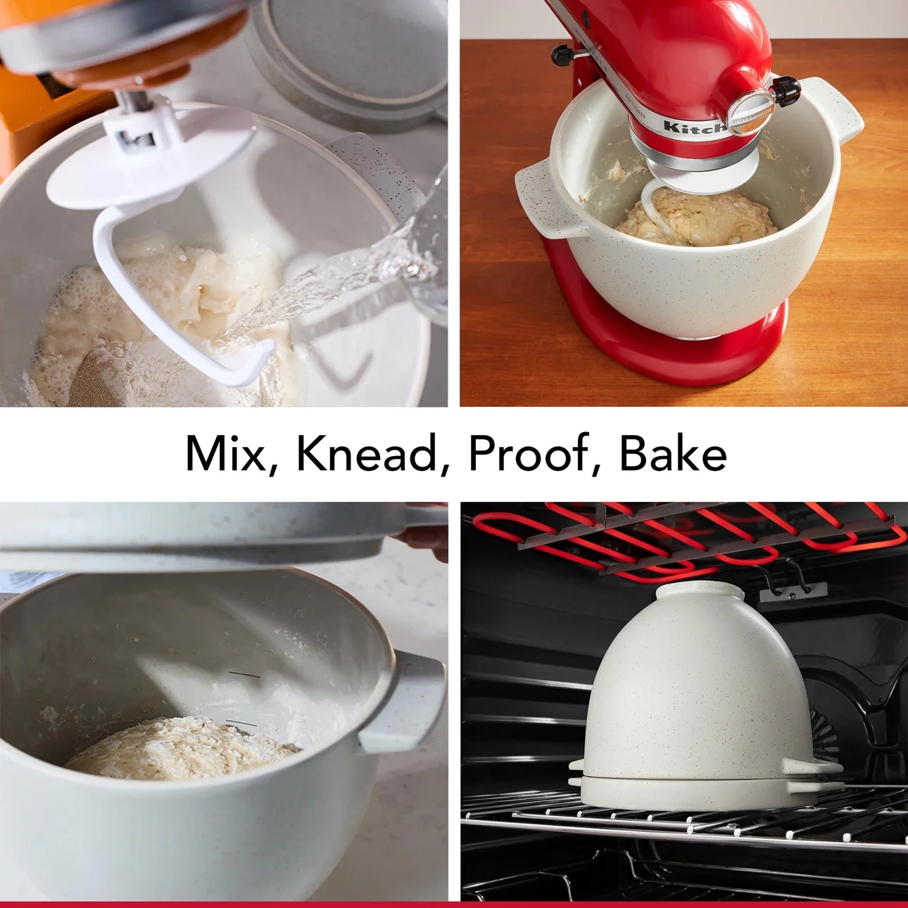 KitchenAid Bread Bowl with Baking Lid, Grey Speckle, KSM2CB5BGS
