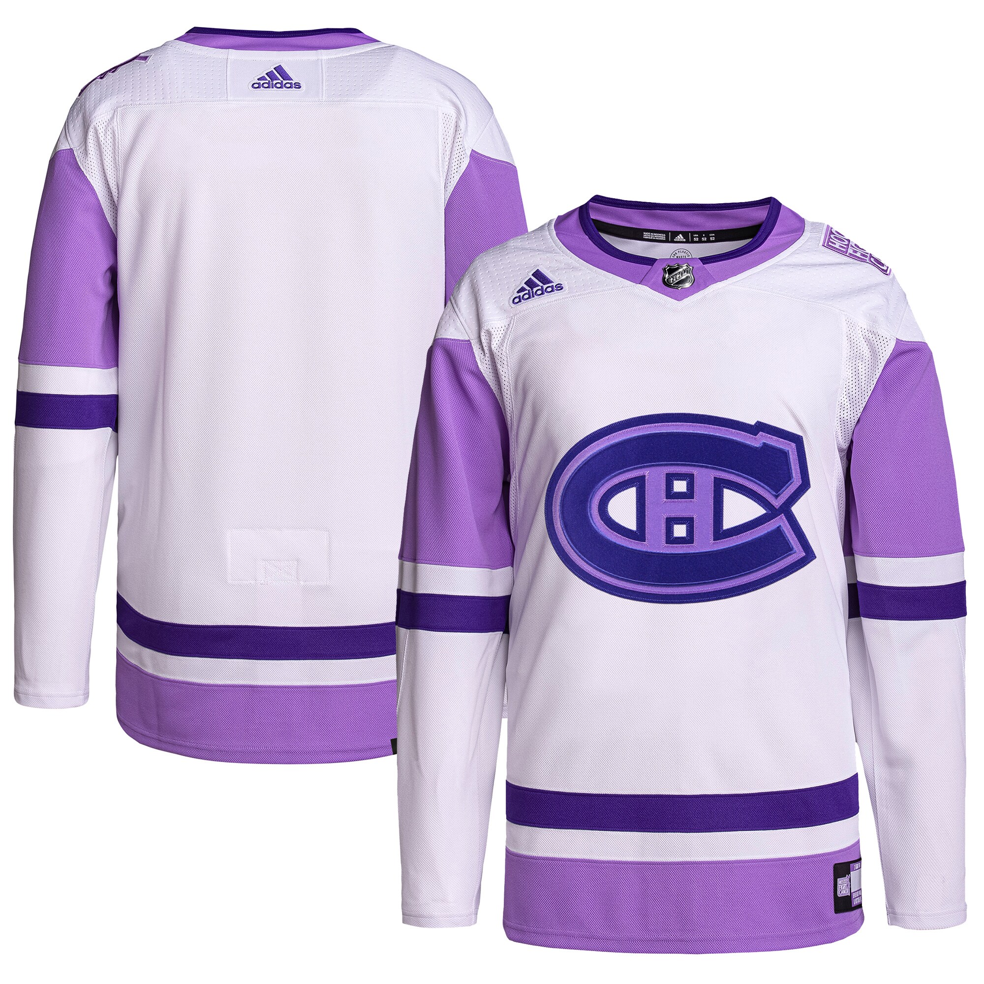 Montreal Canadiens  Hockey Fights Cancer Primegreen  Blank Practice Jersey – White/Purple