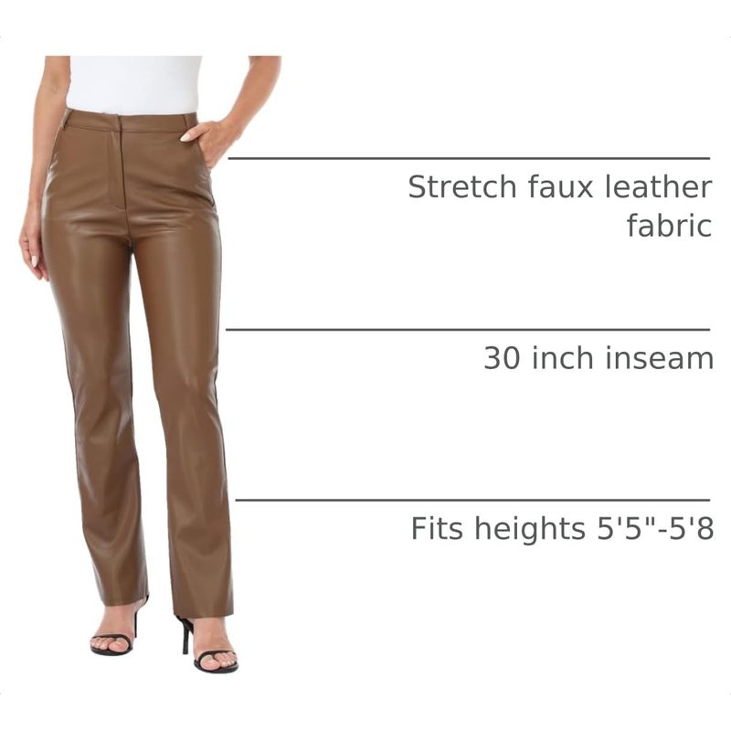 Women's Faux Leather Pants High Waisted Straight Leg Trousers with Pockets