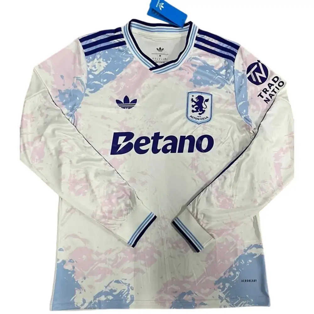 2025-26 Aston Villa Away Long-Sleeve Jersey, 1:1 Thai Version Quality - Fans Edition