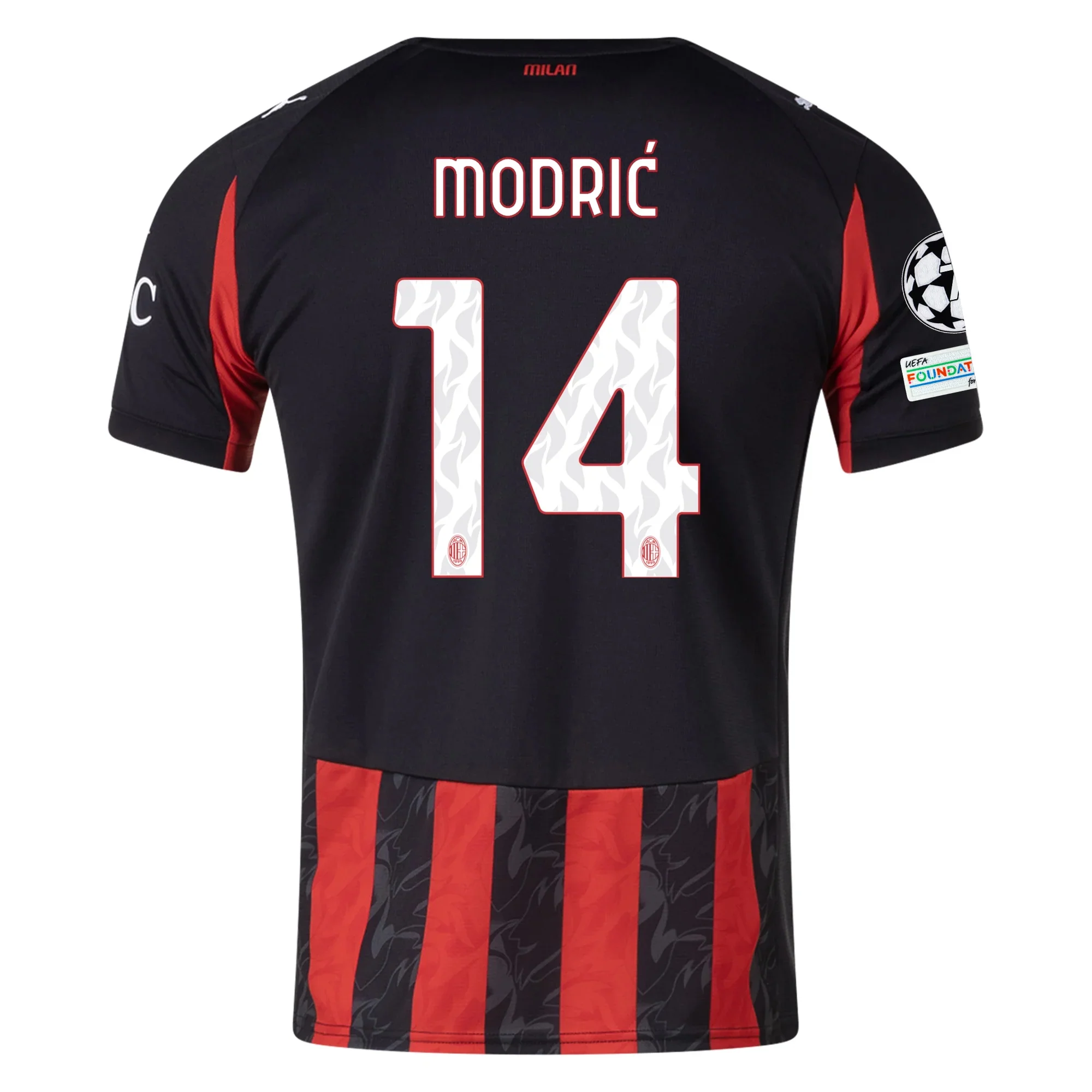 Puma Luka Modric Men's AC Milan Home Jersey w/ Champions League Patches 25/26 (Red/Black)