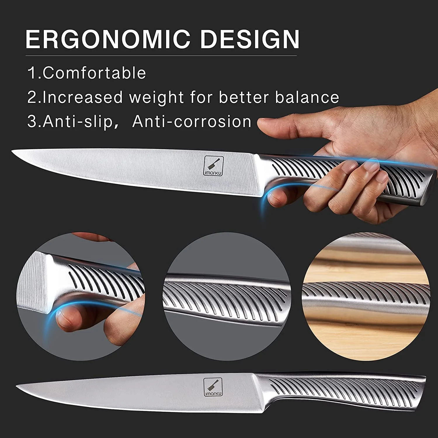 imarku | 14-Piece Knife Set High Carbon Japan Stainless Steel with Block and Sharpener