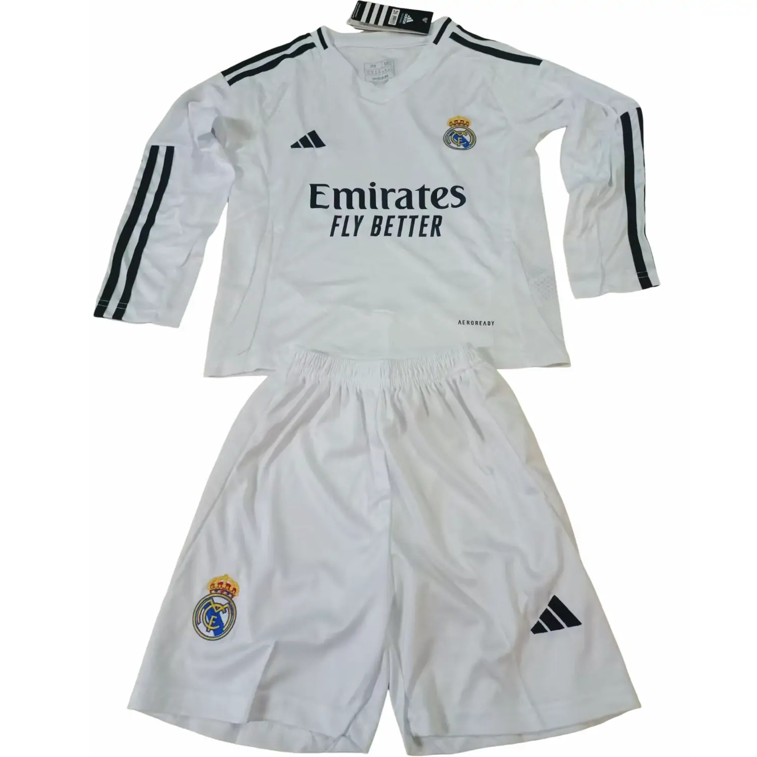 2024/25 Real Madrid Home Long Sleeve Jersey - Kids Set
