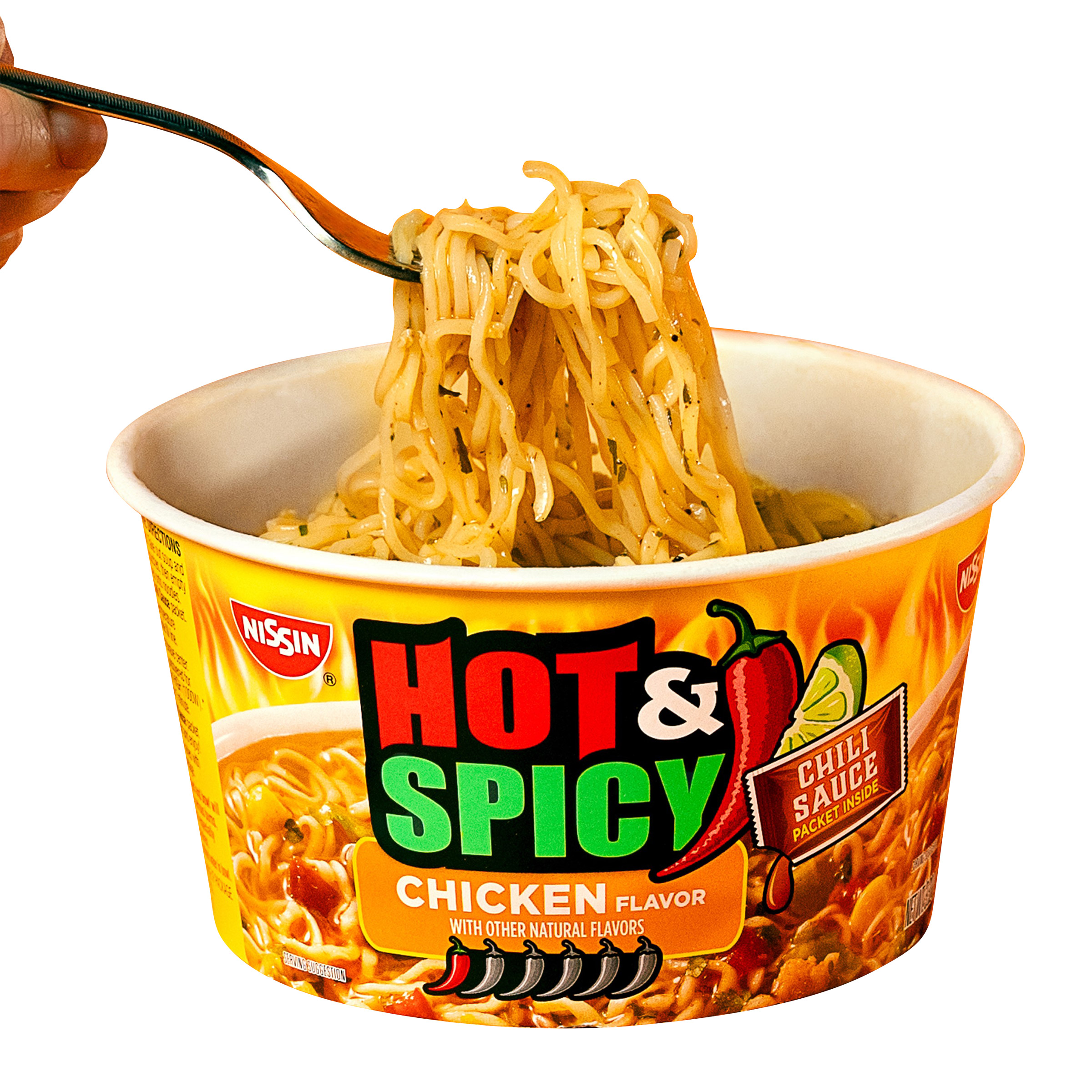 Nissin, Hot & Spicy Noodle Bowl, Chicken, 3.32 oz, 18-Count