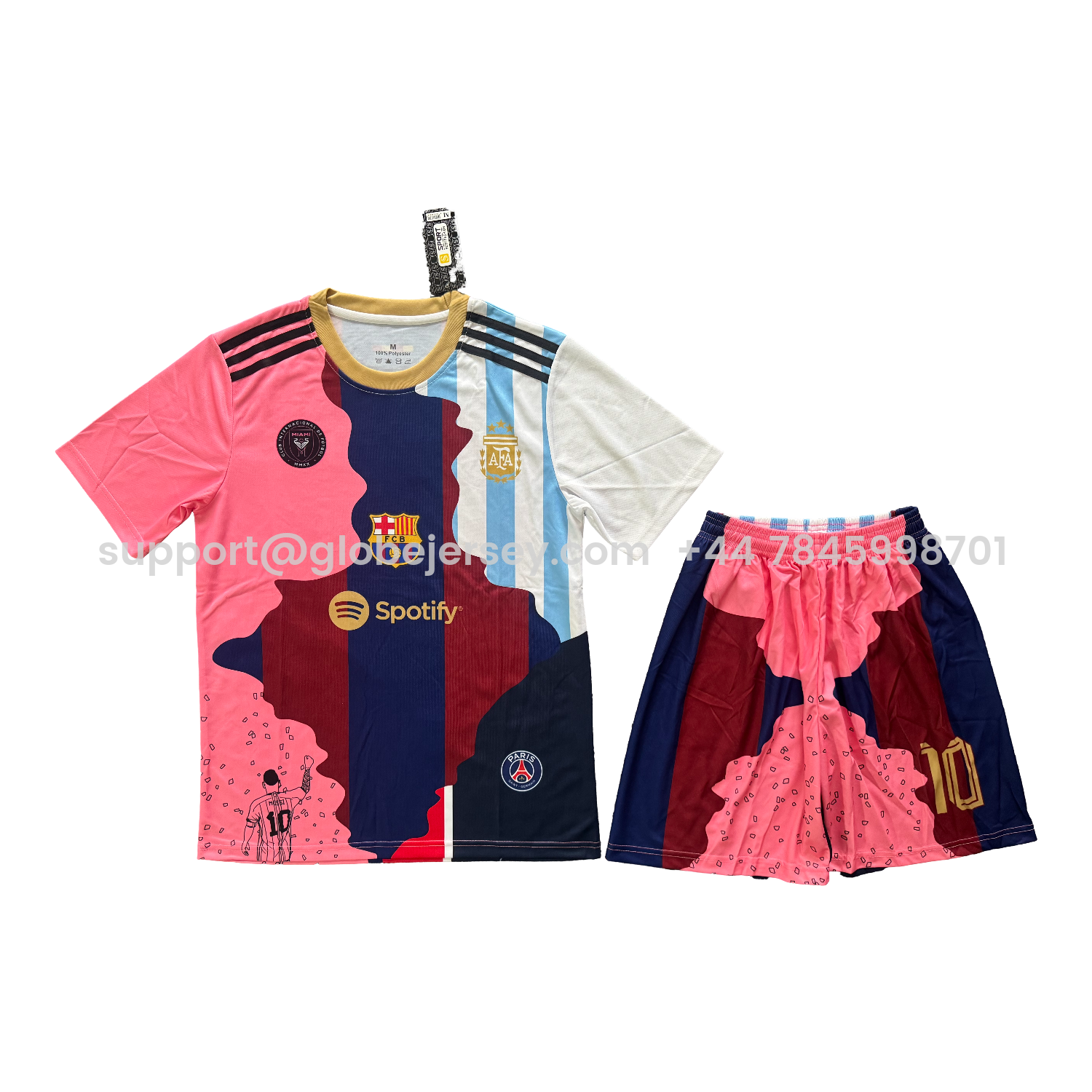 Messi Career Commemorative Men's Adult Jersey Set - Fans Versionwith Messi #10 - Barcelona Argentina Paris Saint-Germain PSG INT M.A.M
