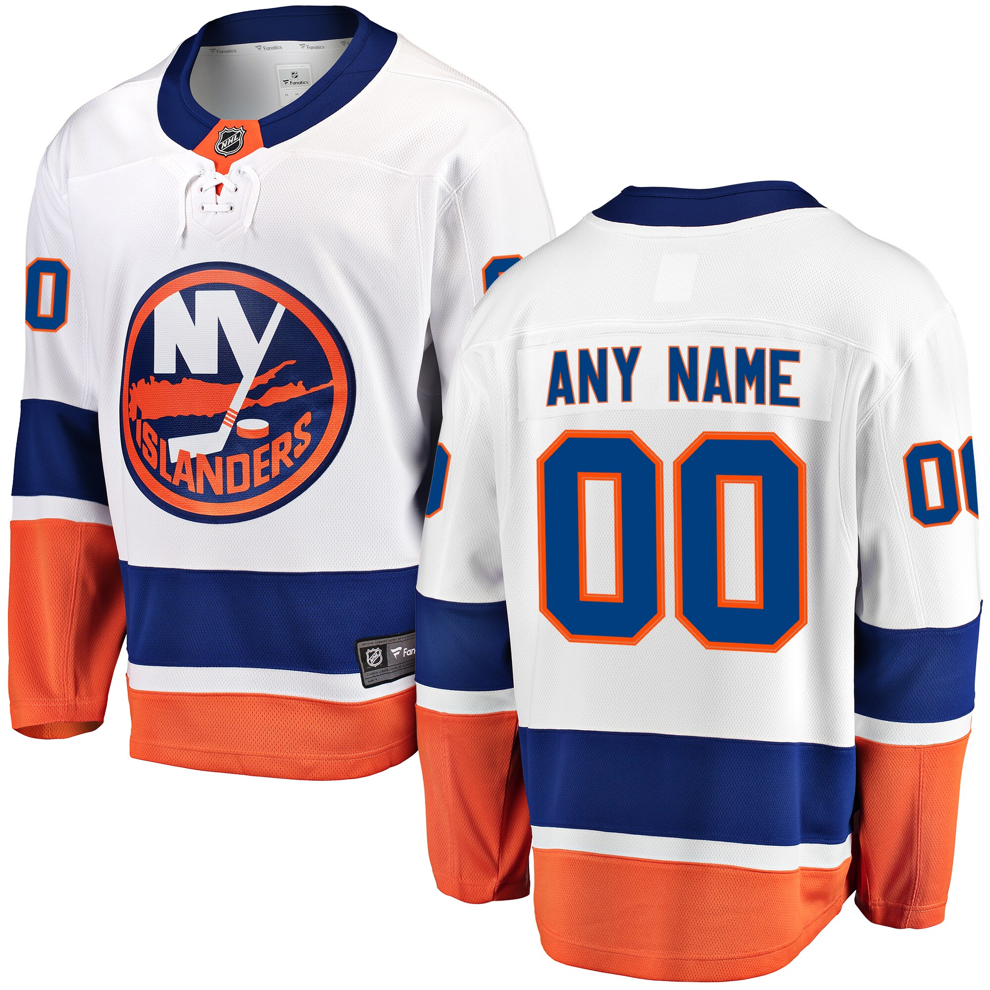 New York Islanders Fanatics Away Breakaway Custom Jersey – White