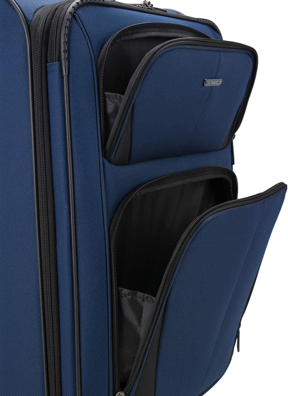 U.S. Traveler Aviron Bay Expandable Softside Luggage Set with Spinner Wheels, Navy, 2-Piece (23/31)