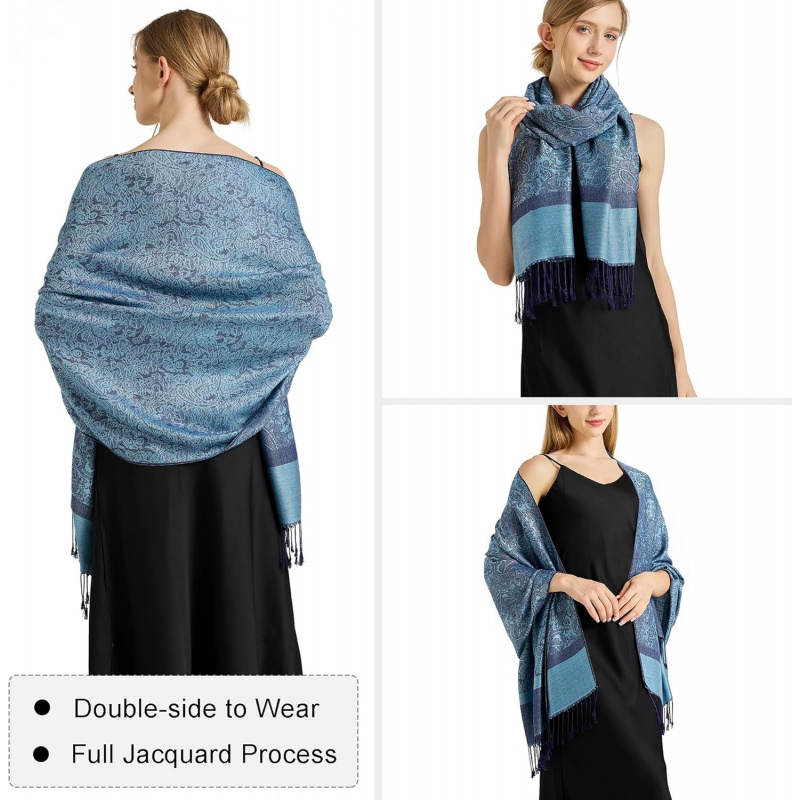 Silky Paisley Pashmina Shawl Scarf-Women's Soft