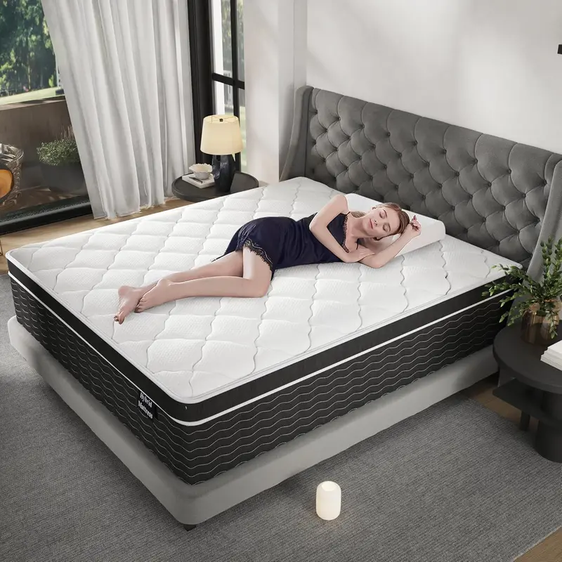 10-Inch Full Hybrid Mattress in a Box | Medium-Plush Gel Memory Foam Over Pocketed Coils for Enhanced Support. Cooling Breathability. and Targeted Pressure Relief