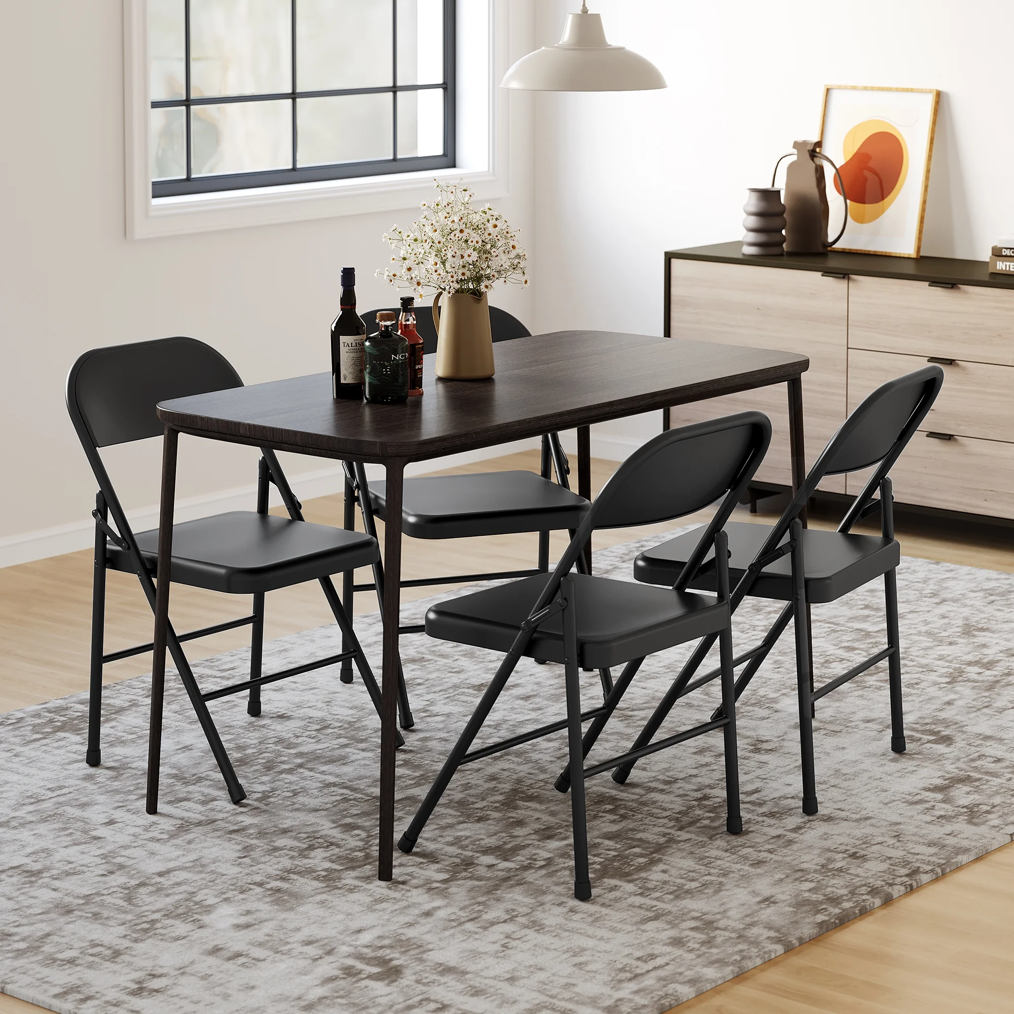 Luku Folding Chairs Set, Portable Card Chair with All Metal for Dining, Living, Office