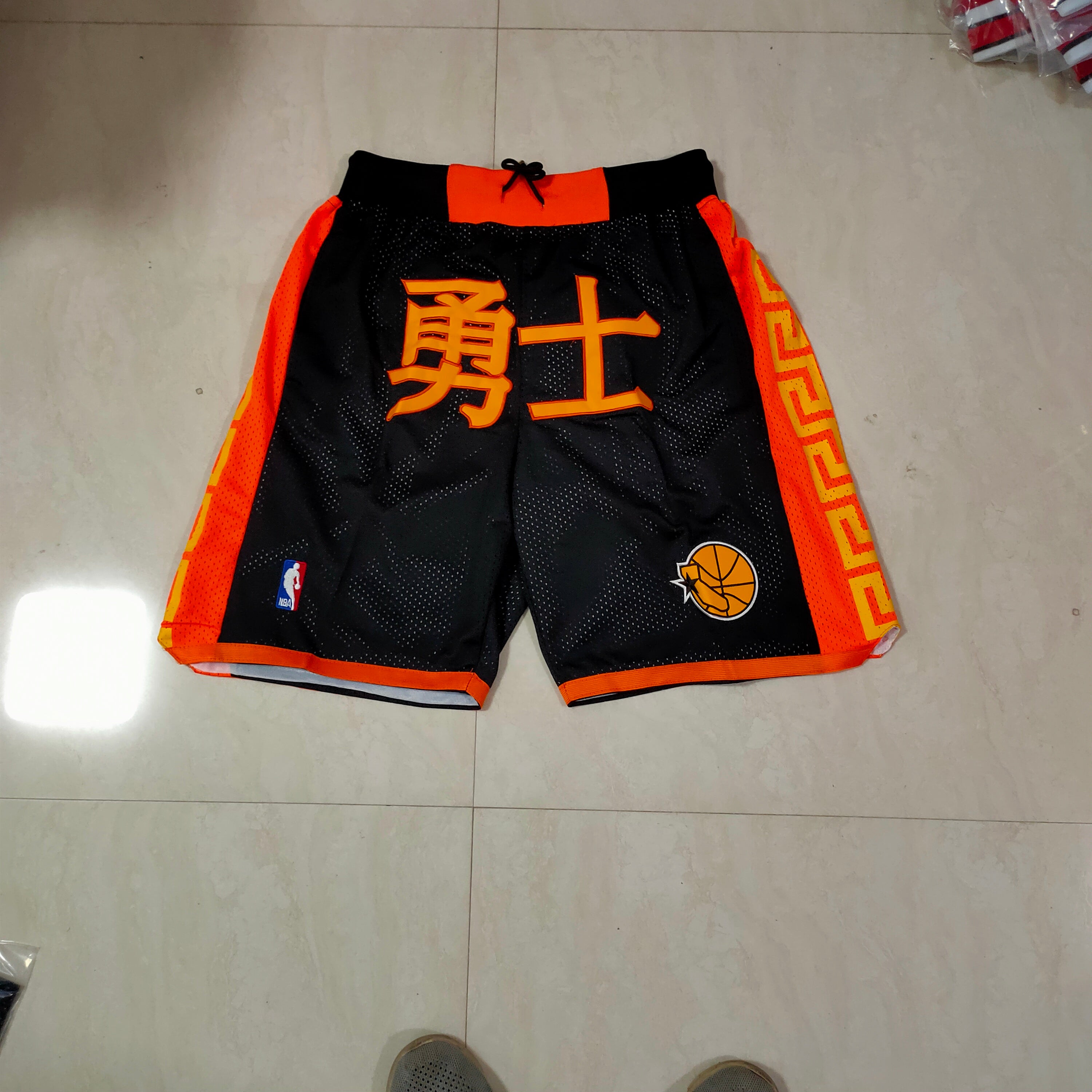 Golden State Warriors Black Chinese Justton Retro Pocket Shorts
