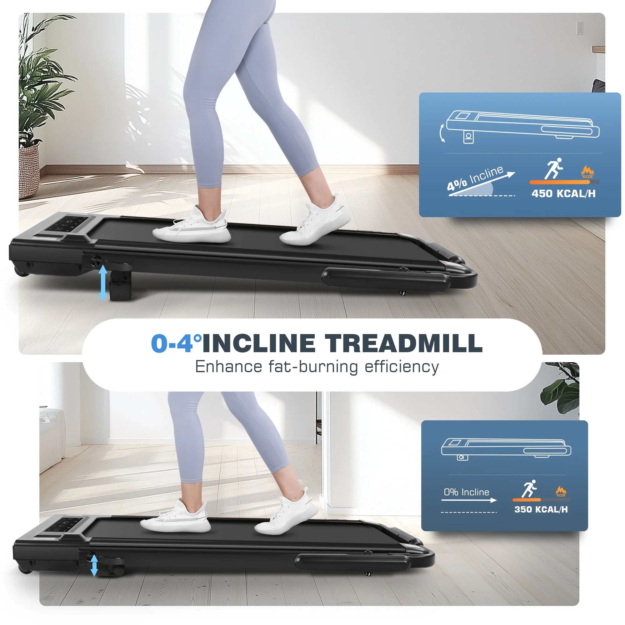 Simpfree 3 in 1 Under Desk Treadmill with Removable Desk, Walking Pad with Height Adjustable Armrests, LED Touch Screen, Remote Control, 0.5-7.5 mph
