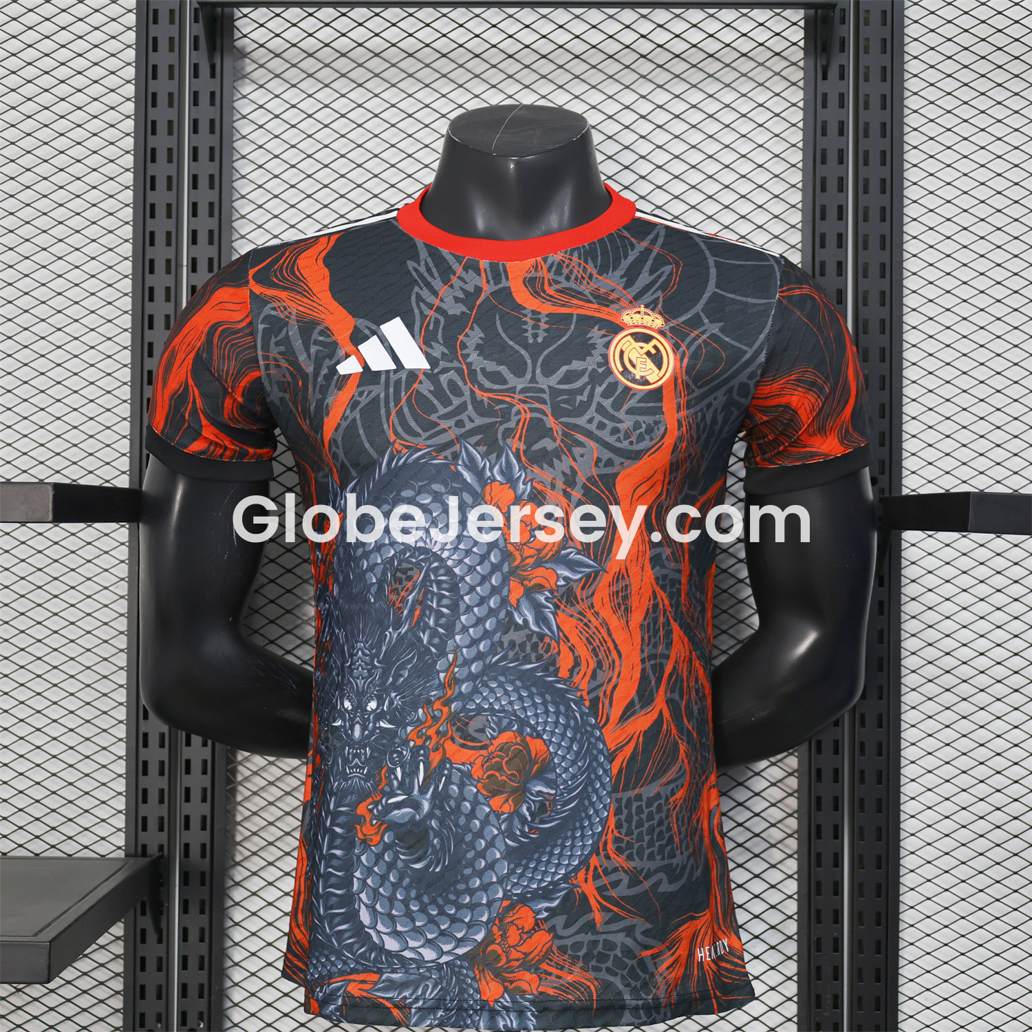 Real Madrid 25-26 Grey Chinese Loong and Red Fire Black Jersey - Player Version