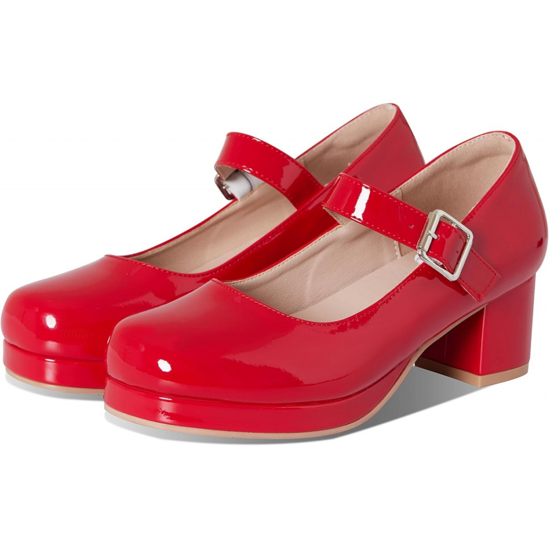 Women's Low Chunky Heel Mary Jane Pumps