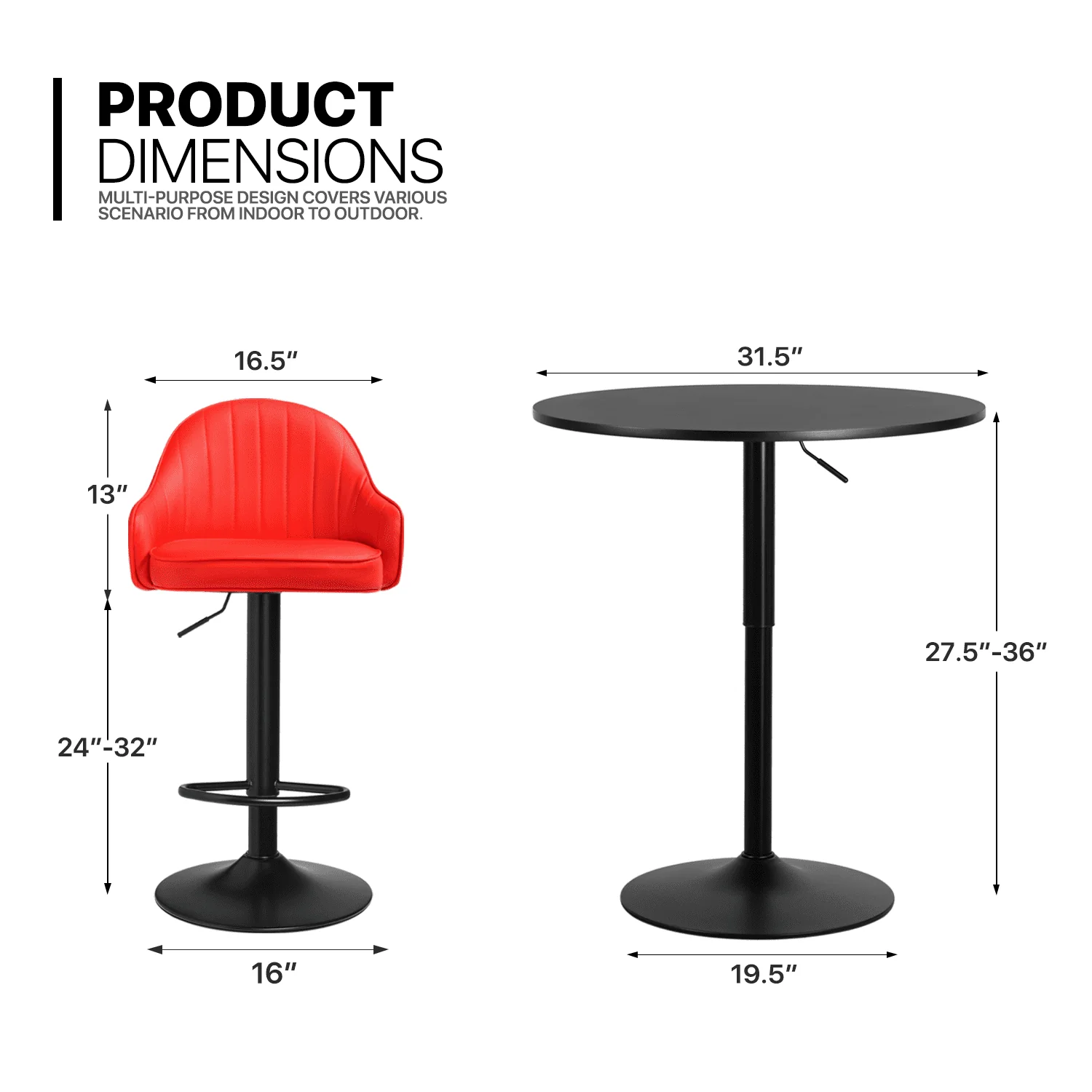 MoNiBloom 3 Piece Bar Table and Chair Set, 31.5