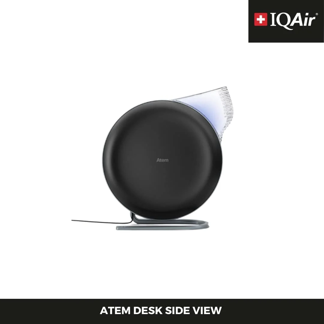 IQAir Atem Desk Personal HyperHEPA Air Purifier - Filters 99% of allergens, asthma triggers, airborne pollutants, odors and gasses - Perfect for offices or other small rooms (White)