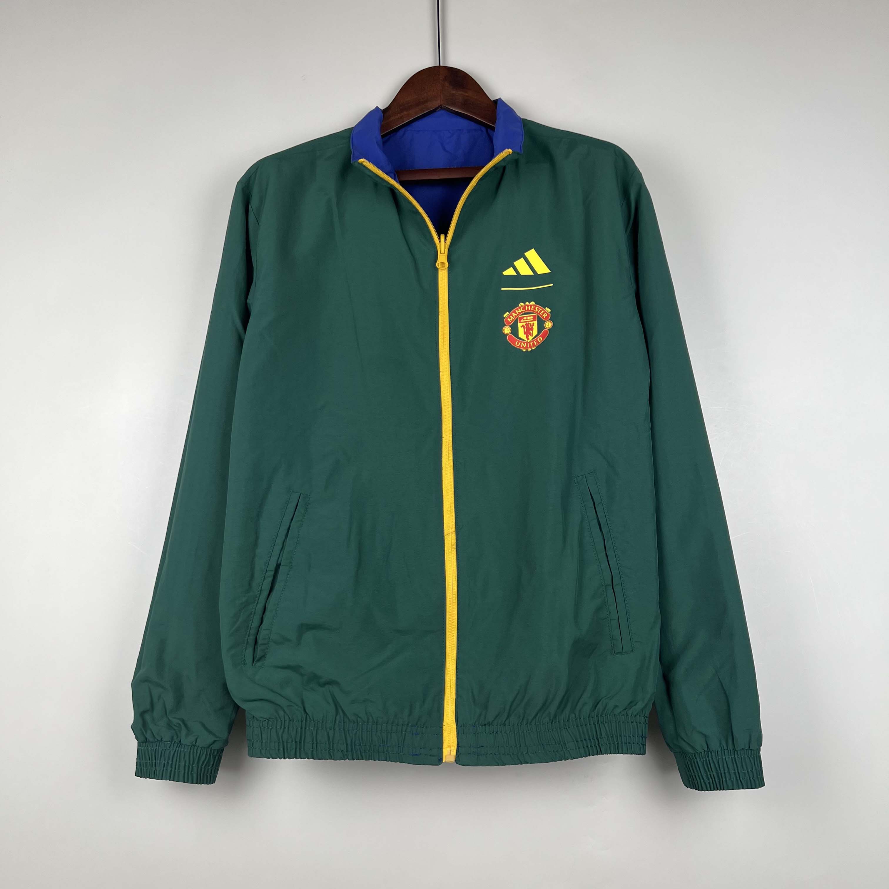 2023/2024 Manchester United Reversible Windbreaker(Blue-Green)Soccer Jersey 1:1 Thai Quality