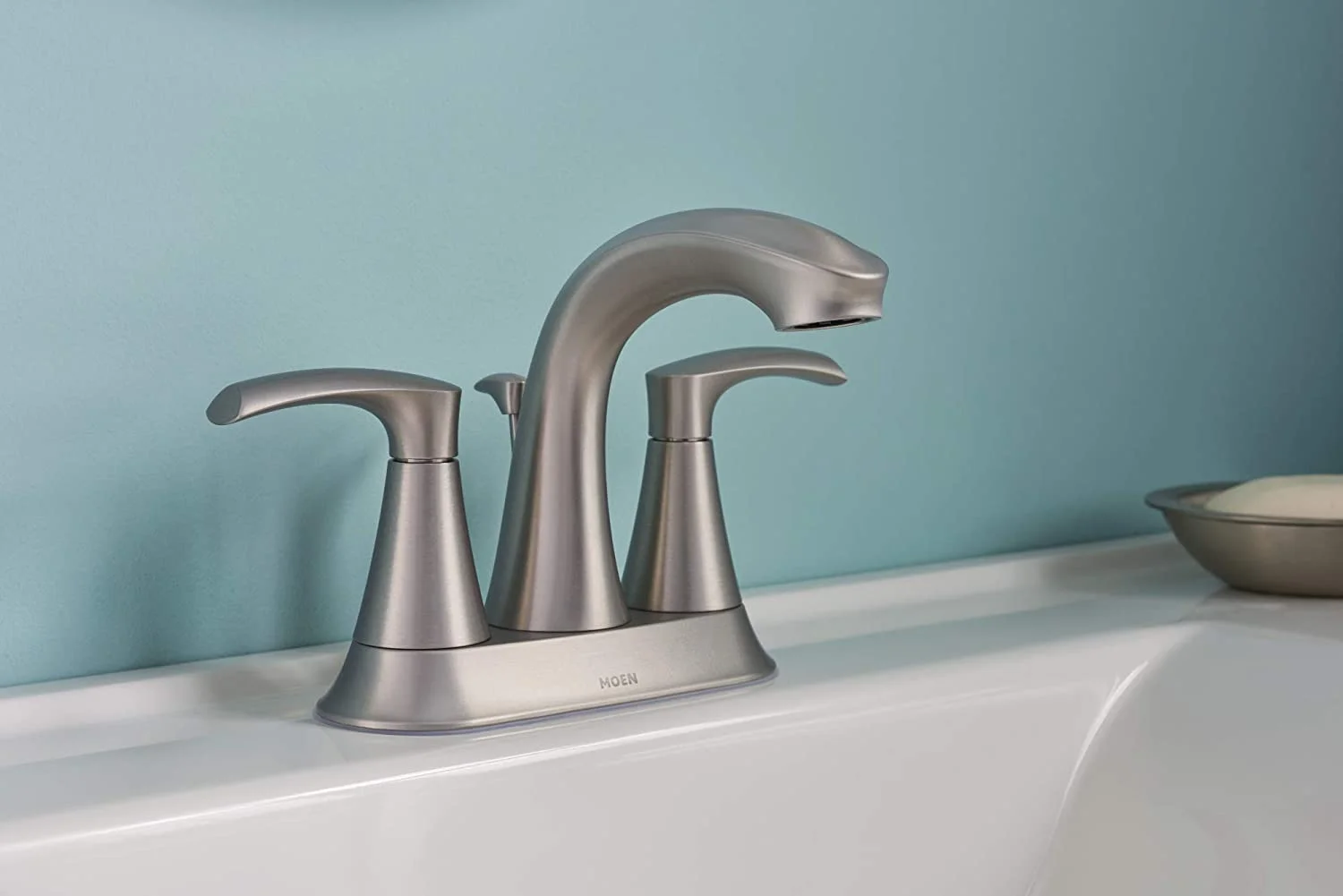 Moen 84137SRN Graeden Spot Resist Brushed Nickel 2-handle 4-in Centerset Bathroom Faucet