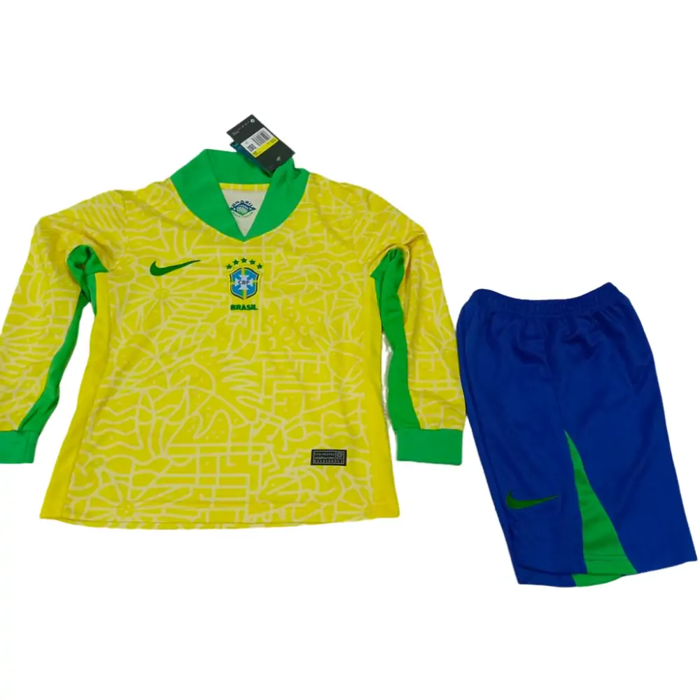 2024/25 Brazil Home Long Sleeve Children's Jersey 1:1 Thai Quality