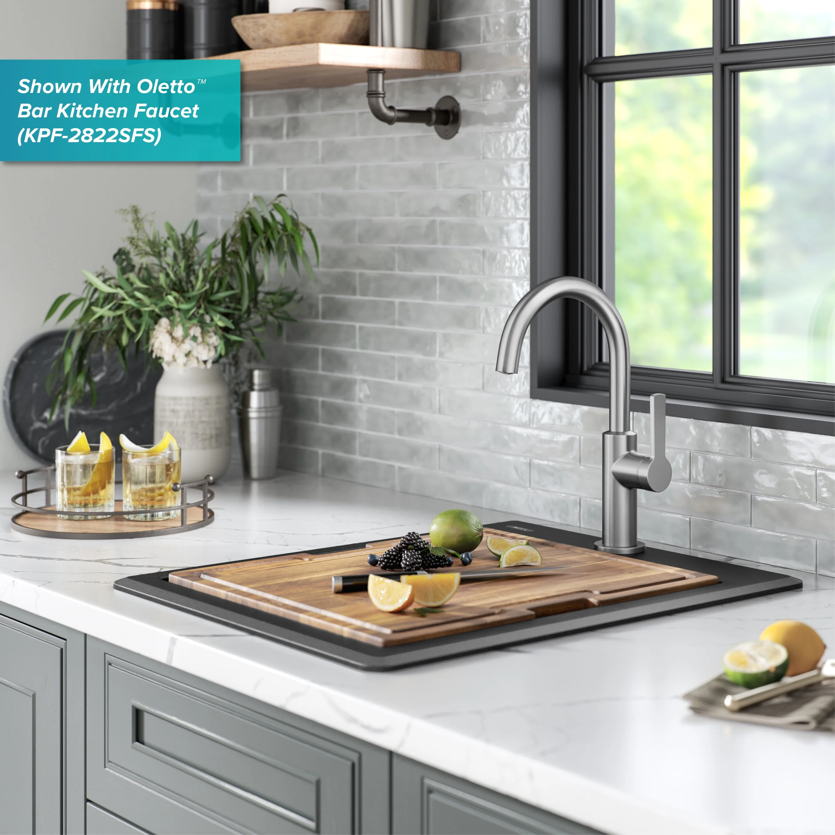 KRAUS Bellucci 18 Granite Composite Workstation Drop-In Top Mount Single Bowl Kitchen Bar Sink in White with Accessories