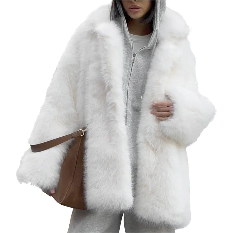 Women's Faux Fur Coats Warm Mid Long Furry Jackets