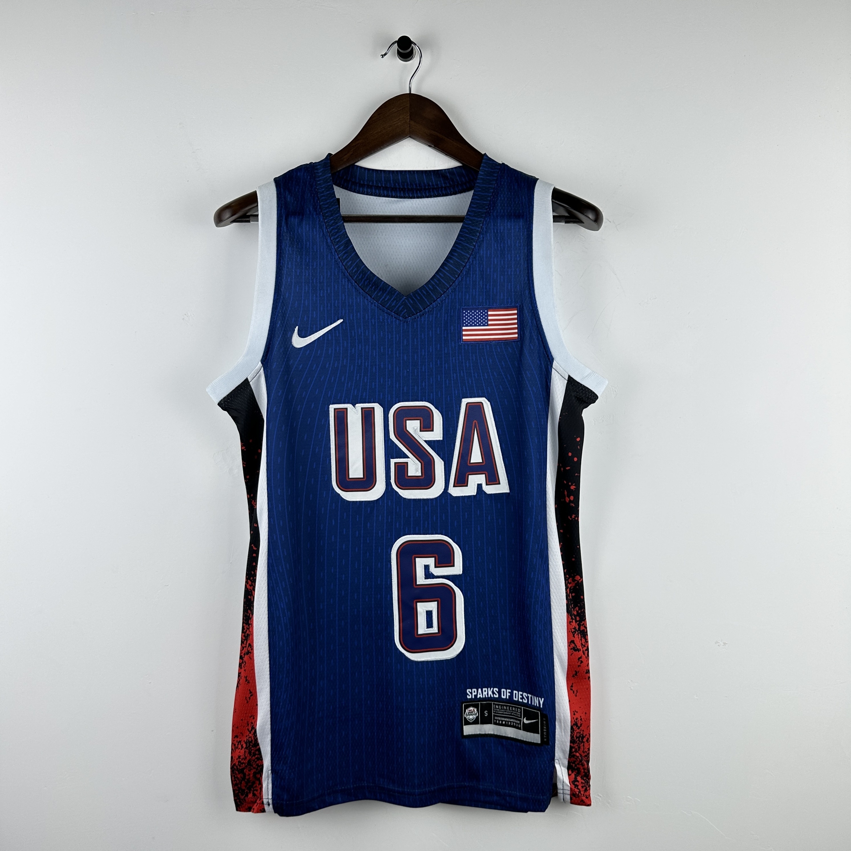 Embroidered 24th season USA team navy blue No. 6 James