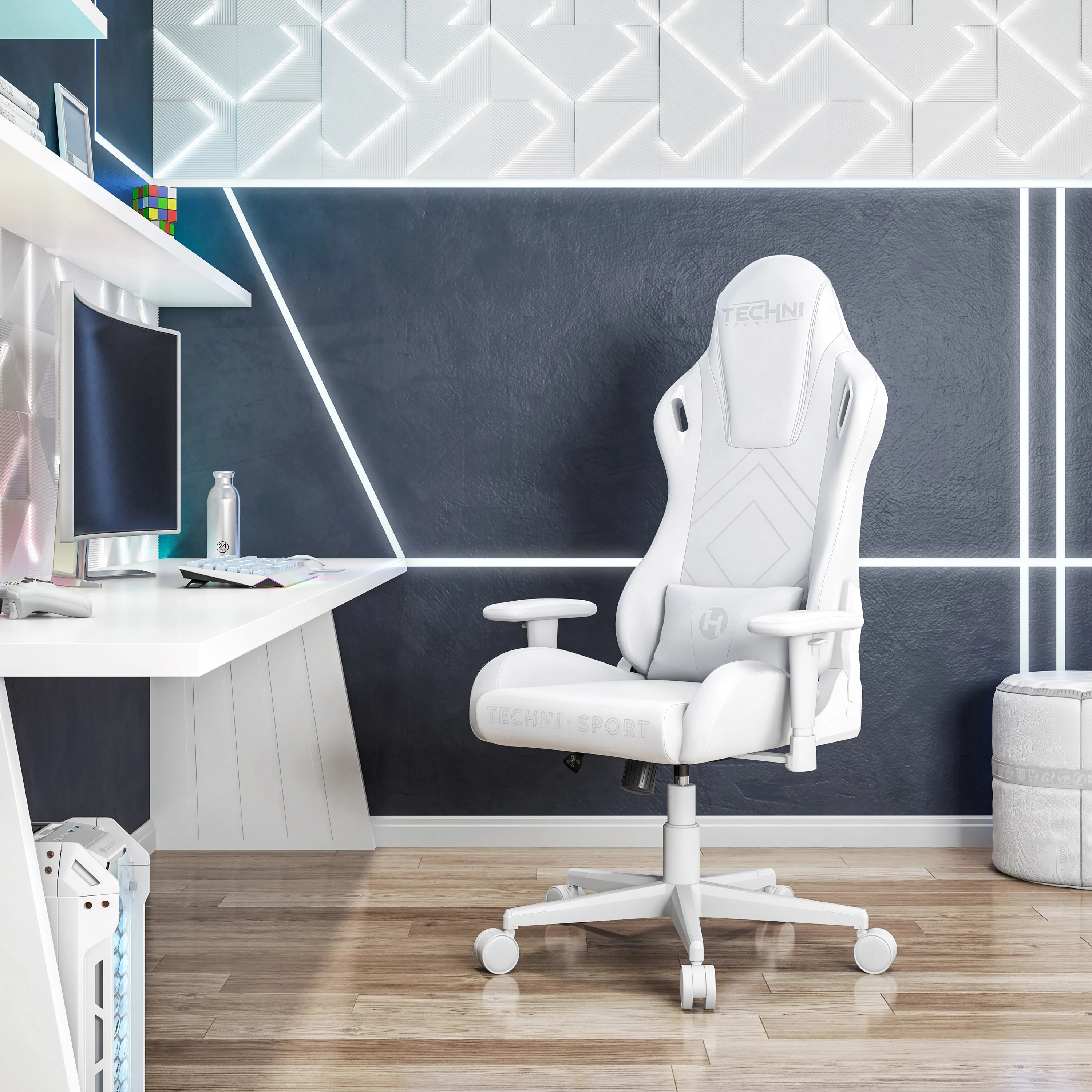Techni Sport Velvet Gaming Chair, White RTA-TSF45C-WHT
