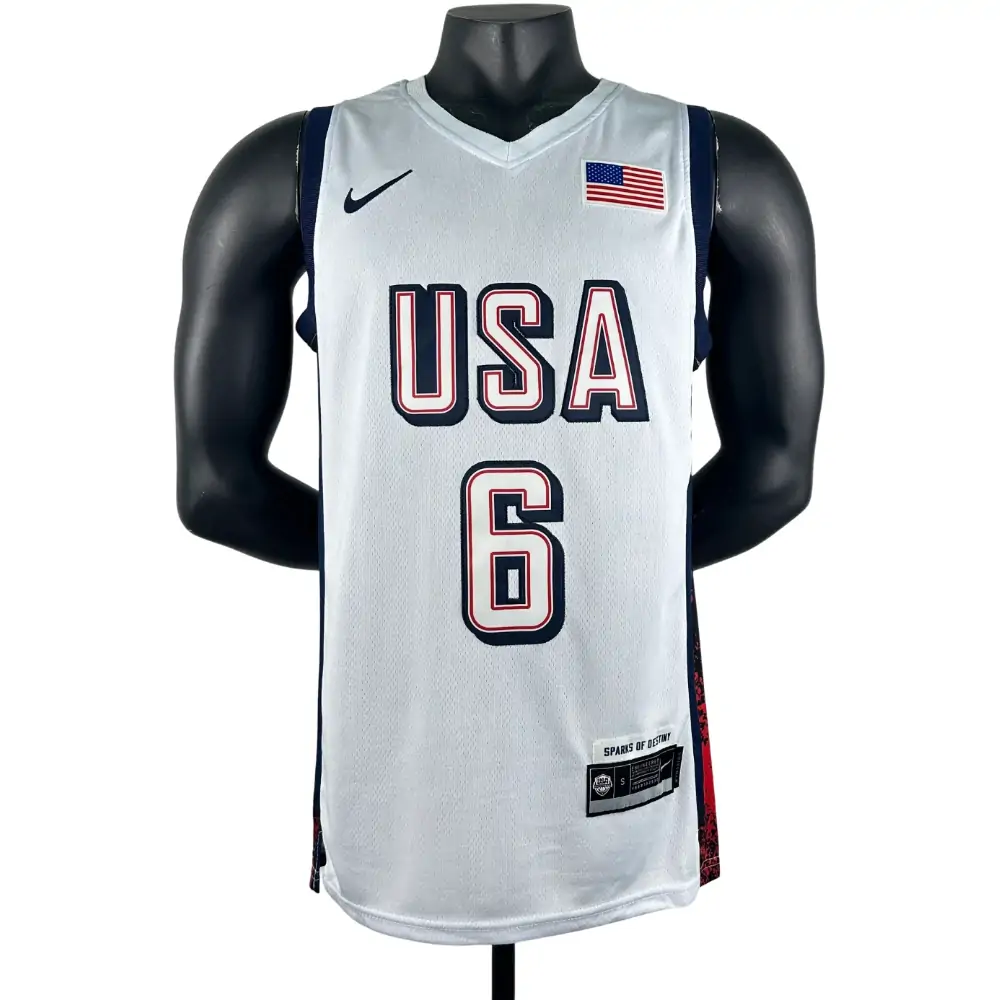 Embroidered 24th season US team white No. 6 James