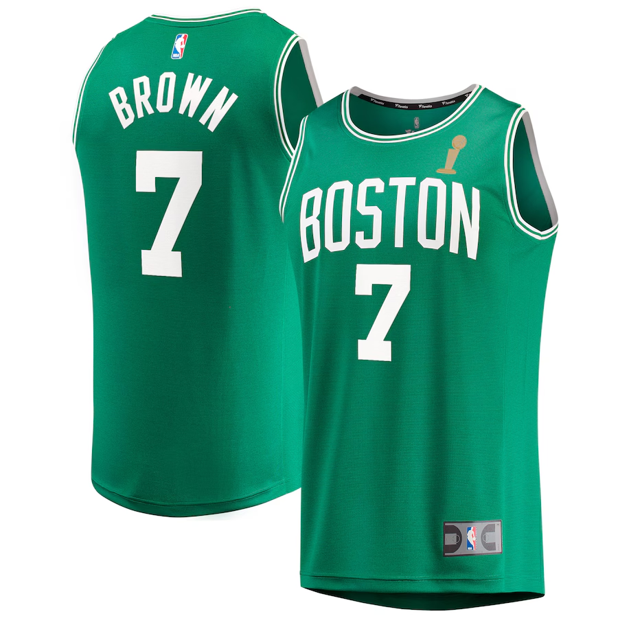 Boston Celtics Jaylen Brown Fanatics Kelly Green 2024 NBA Finals Champions Fast Break Replica  Jersey