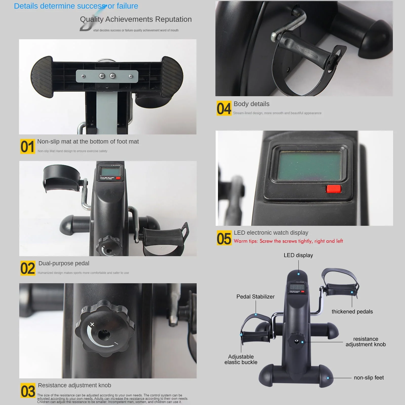 Desk Bike Pedal Exerciser, Mini Exercise Bike Stepper Indoor Exercise, Elder Bike Pedal Exerciser Under Desk Fitness Equipment with LCD Screen Display