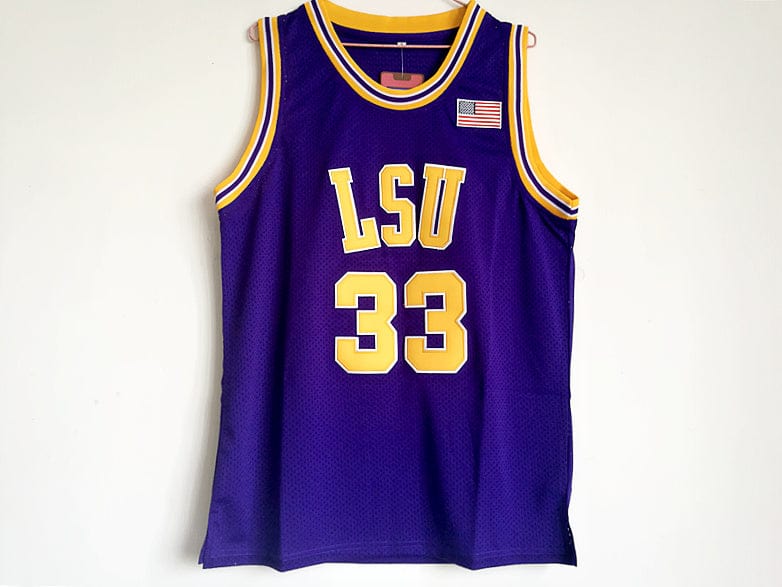 NCAA Louisiana State University 33# O'Neal purple top mesh double-layer embroidered jersey