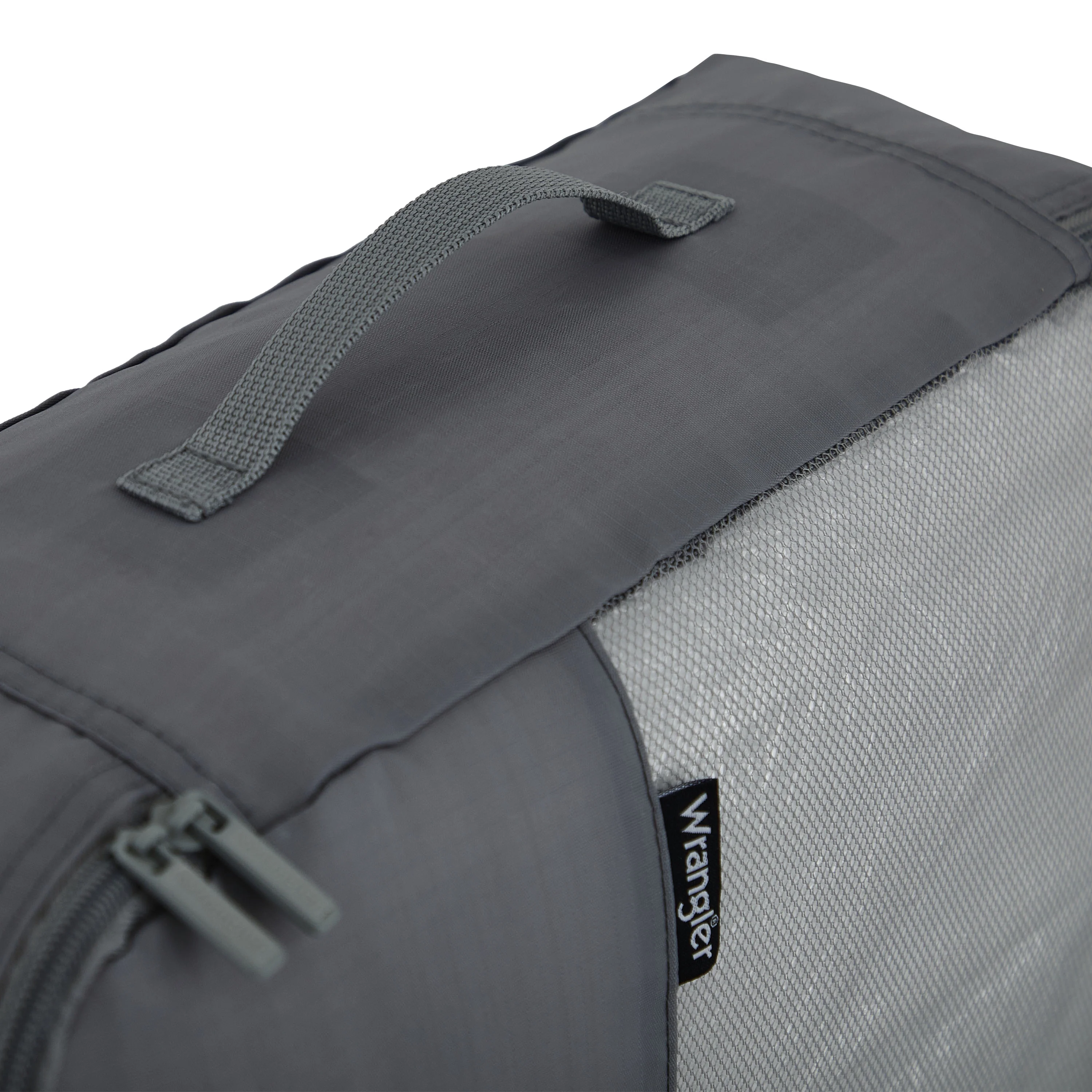 Wrangler 4 Piece Expandable Hardside Spinner Luggage Set with Packing Cubes, Sharkskin Grey