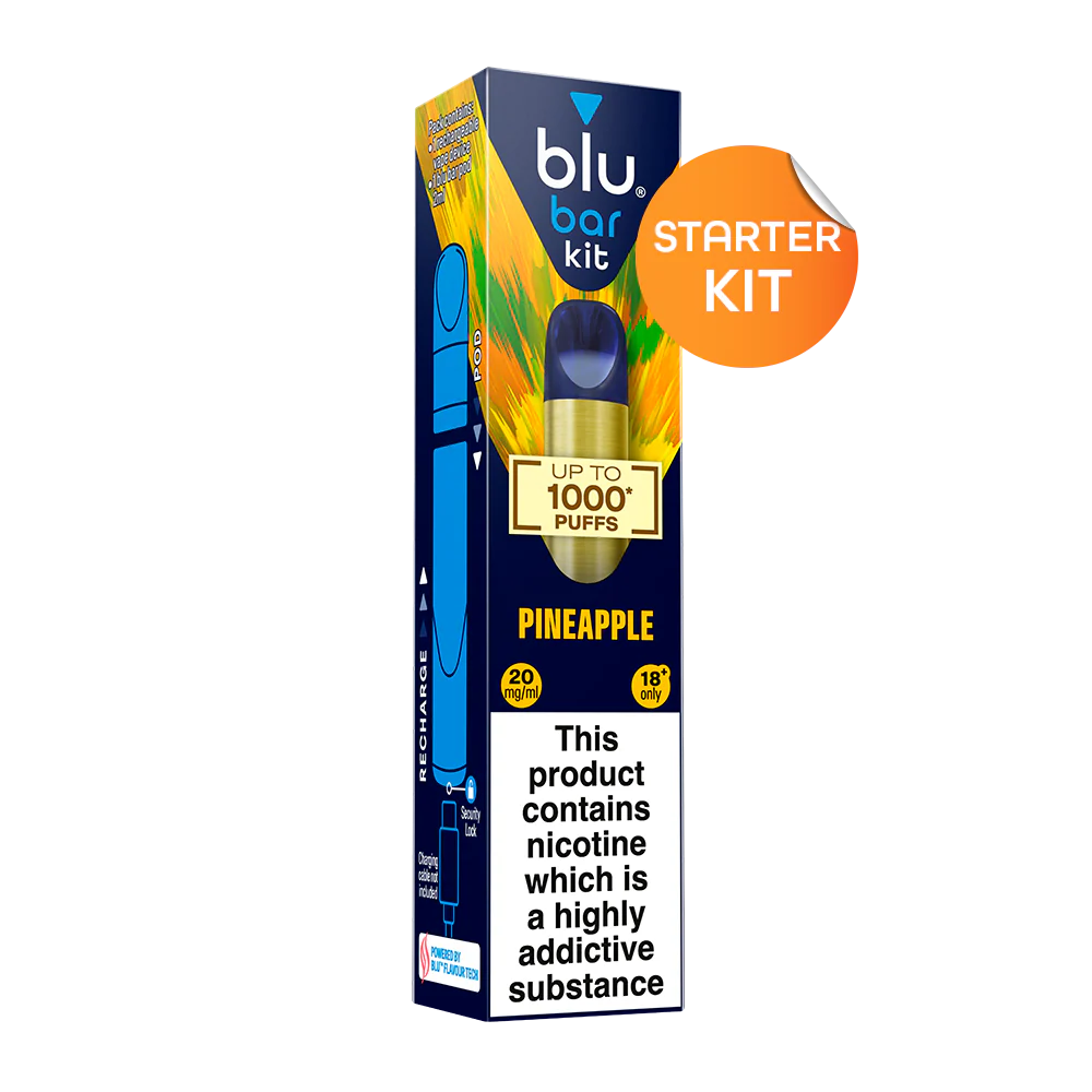 blu bar Starter Kit Rechargeable Device + Pineapple Pod Vape 1000 - 2ml