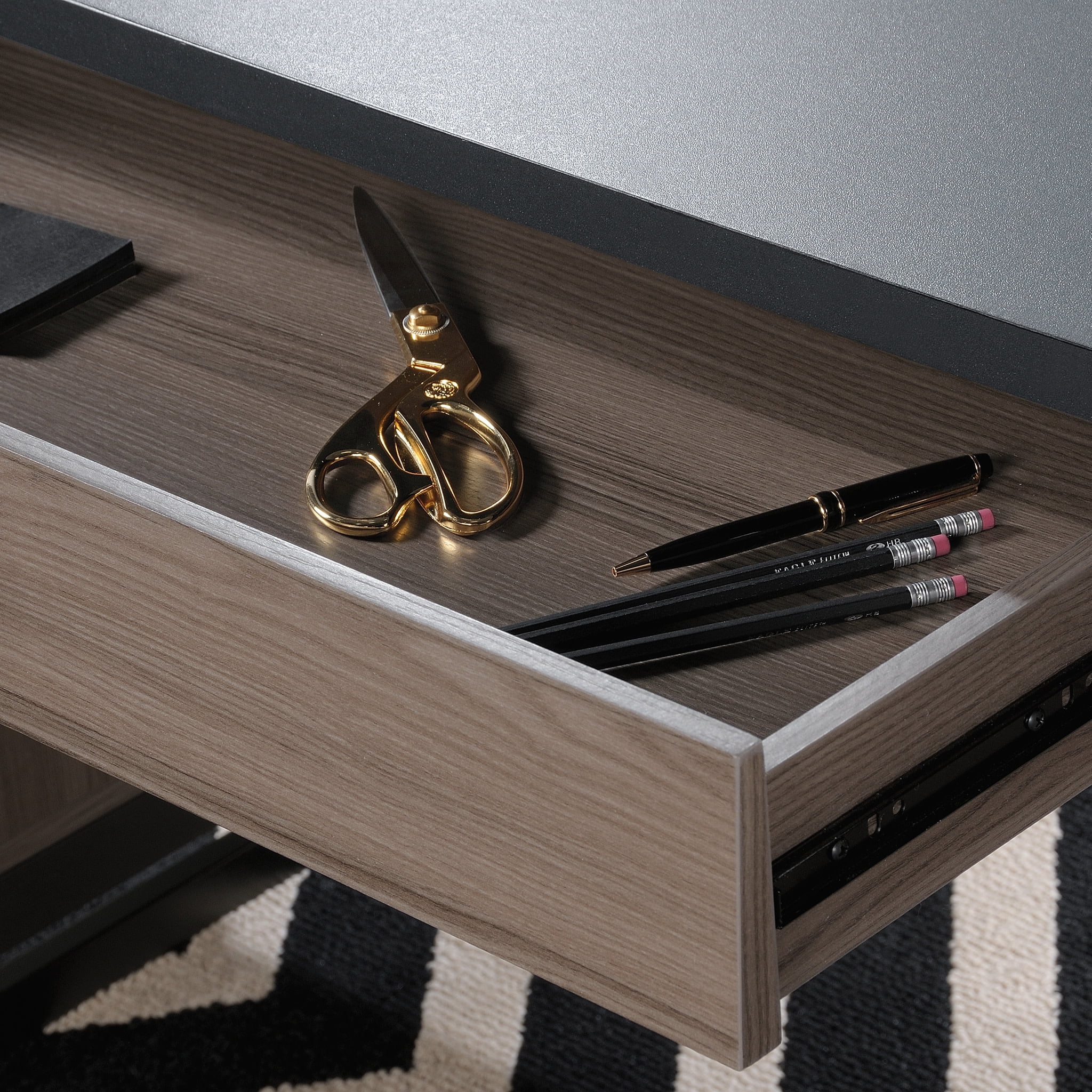 Sauder International Lux Executive Desk, Diamond Ash Finish
