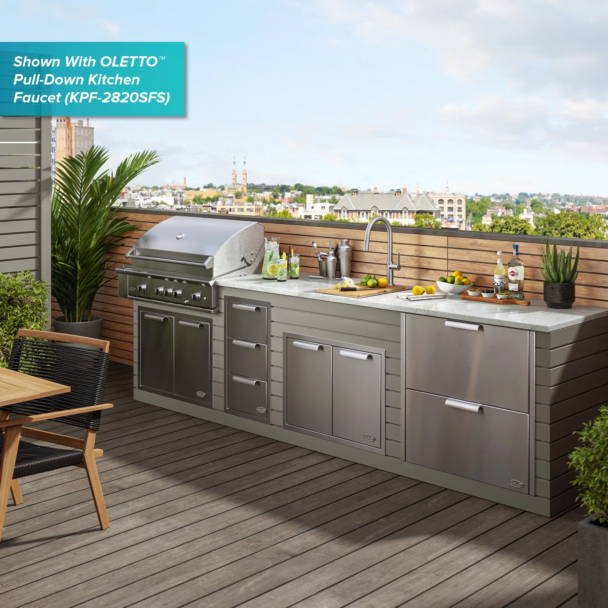 Kraus Kore 15 Outdoor Workstation Drop-In 16 Gauge Marine Grade T-316 Stainless Steel Single Bowl Kitchen Bar Sink with Accessories
