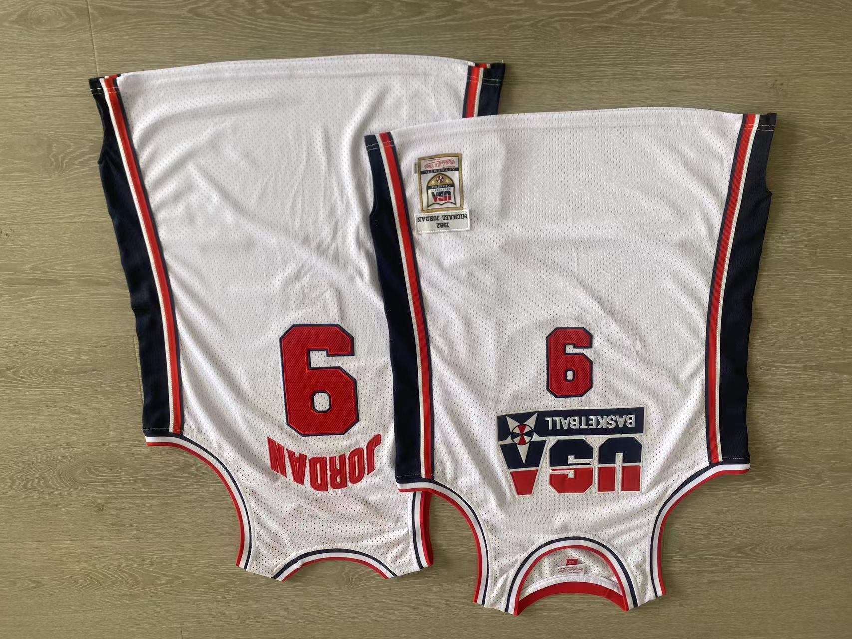 MItchell&ness Dream Team 9# Jordan AU dense embroidery white jersey