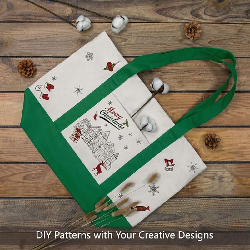 CANVORY 1-Pack Canvas Tote Bag with an External Pocket