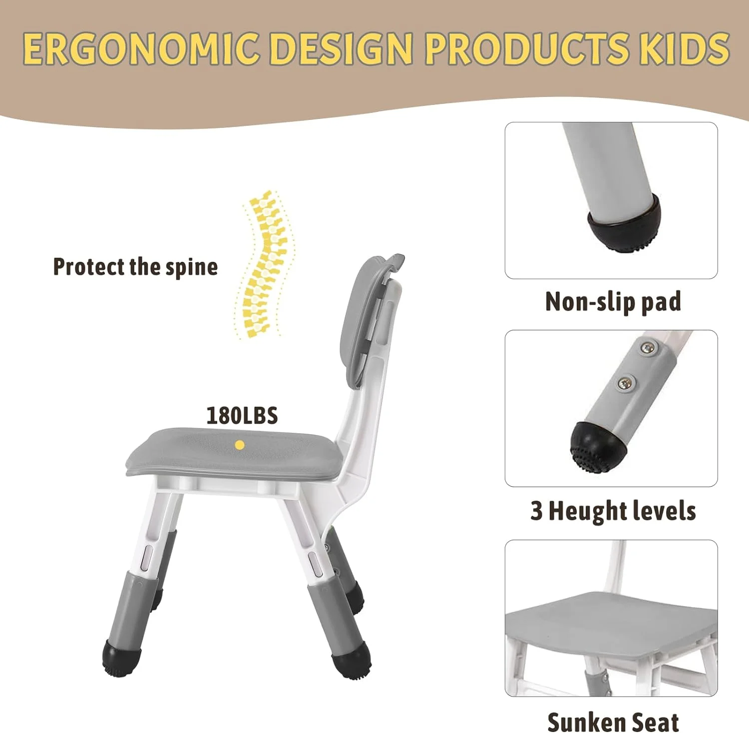 Twister.CK Kids Table and Chairs Set, Height Adjustable Toddler Table and 6 Chair, Multi-Activity Table with Graffiti Desktop for Ages 2-10, Children Activity Table for Daycare, Classroom, Home, Gray